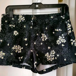 Black floral patterned shorts